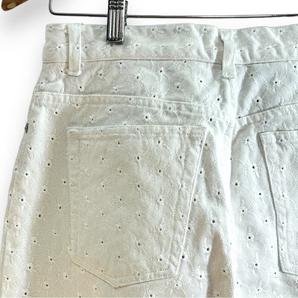 LAUREN JEANS CO. RALPH LAUREN white eyelot cotton crop jeans SZ 6 - Picture 6 of 15